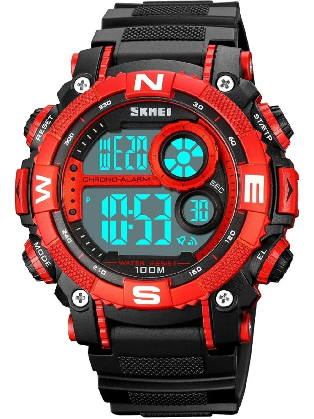 Mens Black Red Analog Quartz Electronic Military Multifunction LED Digital Watch